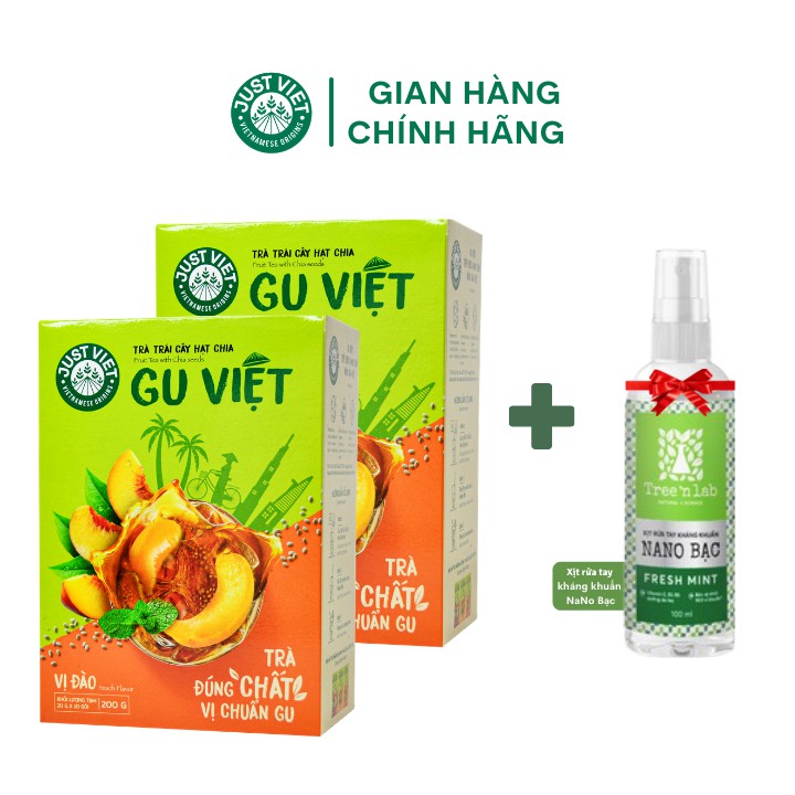 TRÀ TRÁI CÂY HẠT CHIA JUST VIET (HỘP) - VỊ ĐÀO  - HỘP 10 GÓI