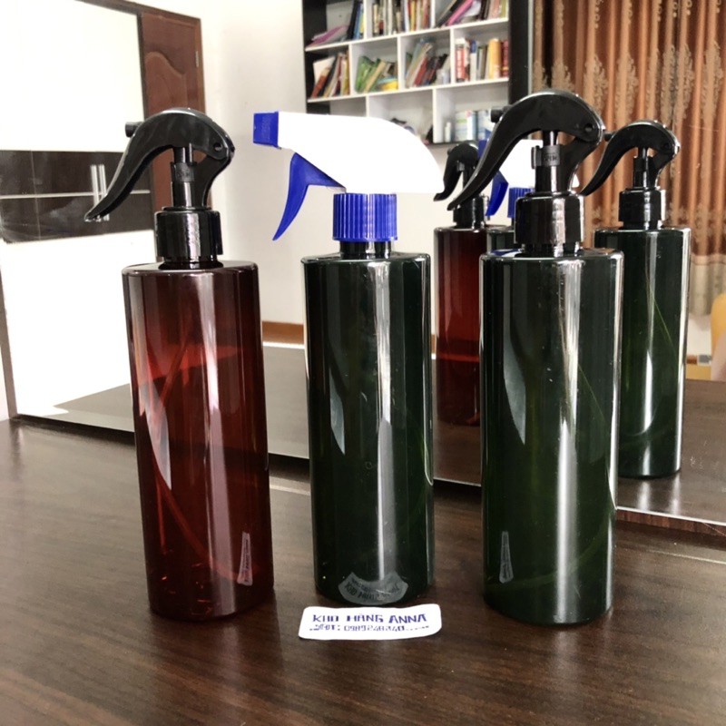 Bình Xịt nước phun sương trong suốt 500ml - Bình xịt tóc , xịt tưới hoa , Chai xịt sương tưới cây trong Bóp xịt màu đen