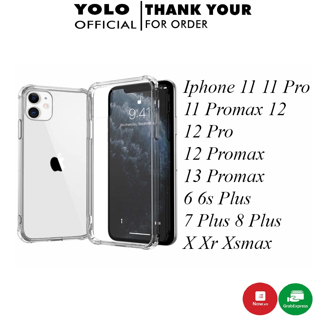 Ốp lưng trong suốt iphone 11 pro max xr  x 12 Pro max 6 6s Plus 7 Plus 8 Plus Xs max13 Pro max chống sốc