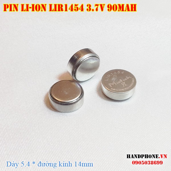  Pin Cúc Nút Li-ion LIR1454 3.7V 90mAh cho Tai Nghe Bluetooth, Máy Trợ Thính, Máy Trợ Giảng có thể sạc lại 