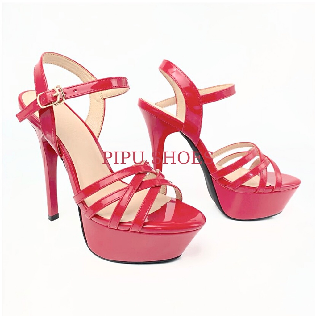 Giày cao gót catwalk đế đúp 13cm giày cưới ,sự kiện,4 dây mũi thời trang, pipu 04 gót nhọn