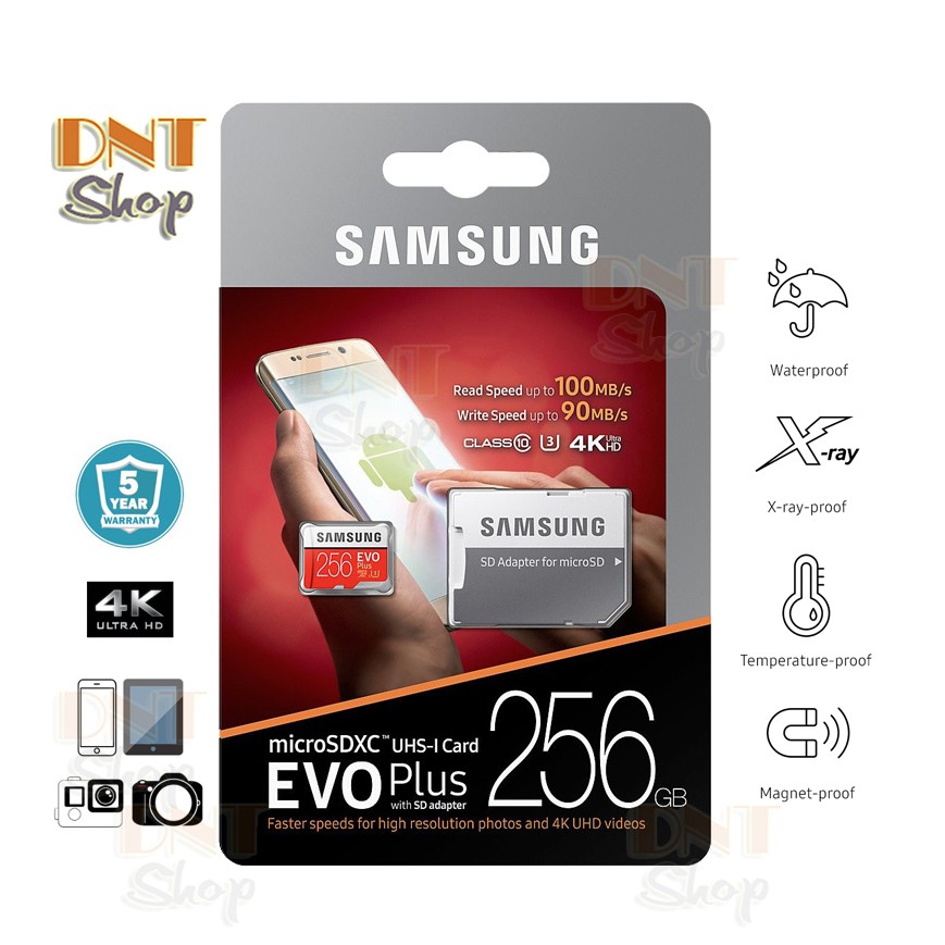 Thẻ nhớ MicroSDXC Samsung EVO Plus 256GB U3 4K - W90MB-R100MB With Adapter