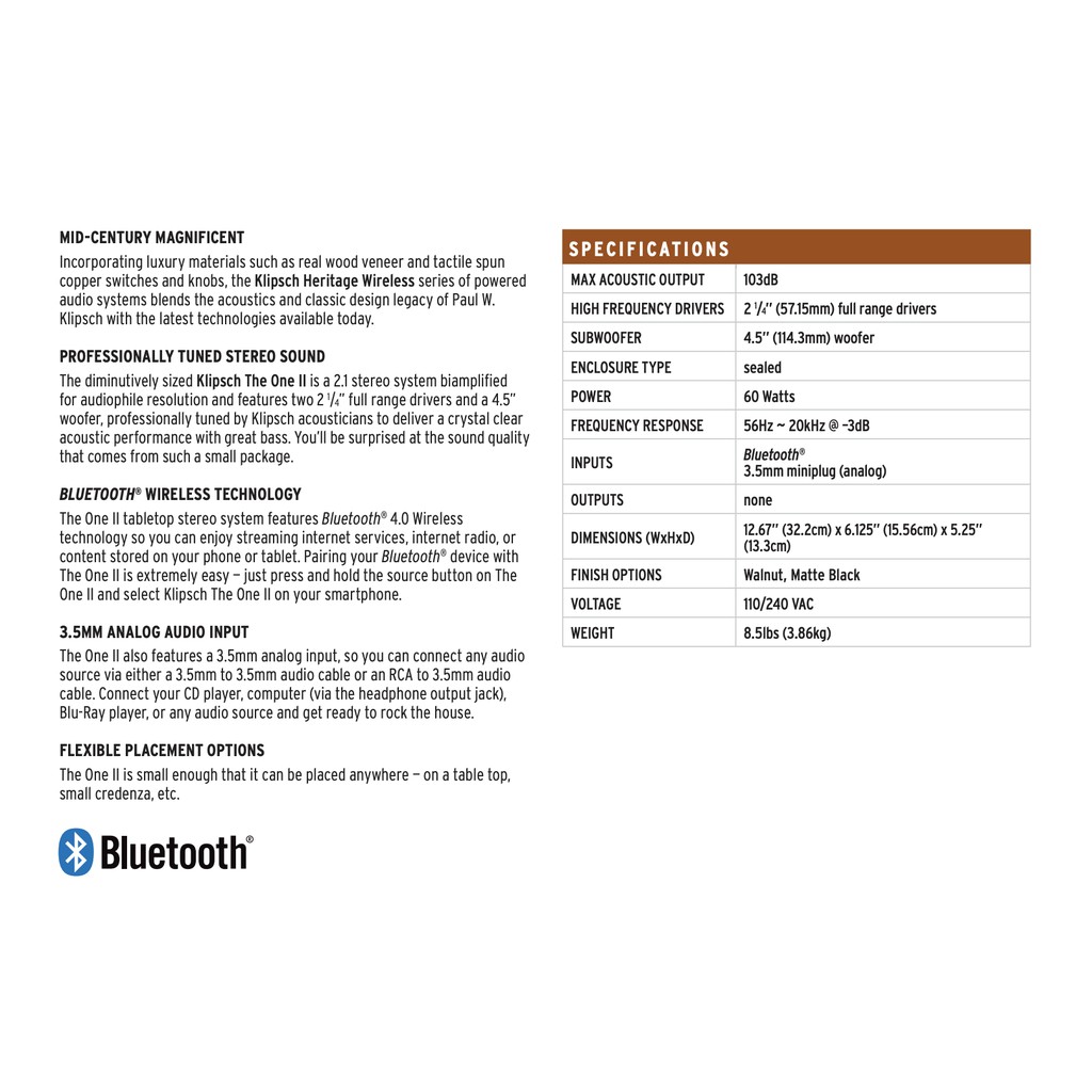 Loa Bluetooth Klipsch The One II - Bảo Hành Chính Hãng 12 Tháng
