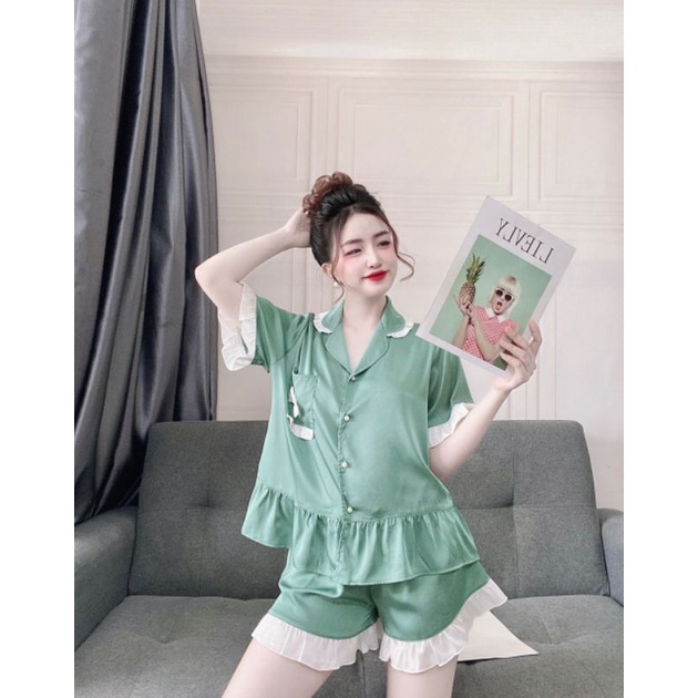 Đồ ngủ lụa phối tai bèo | BigBuy360 - bigbuy360.vn