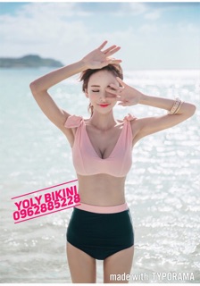 BIKINI HÀN QUỐC NƠ THẮT VAI HỒNG PASTEL