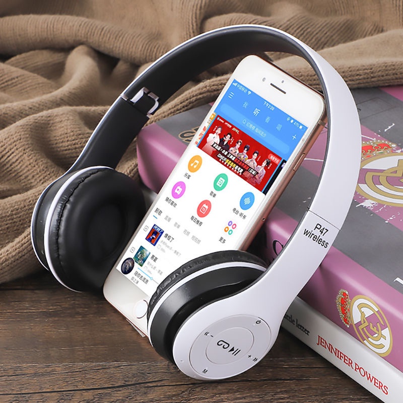 Tai Nghe Chụp Tai Headphone Bluetooth  Không Dây 5.0 P47M  Giá Rẻ Dễ Thương Siêu Cute 2021