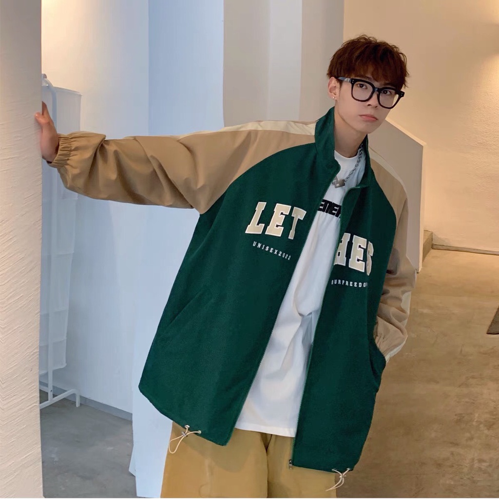 Áo Khoác Bomber Jacket Dù 2 Lớp LET HES Varsity Form Rộng Nam Nữ Unisex Phong Cách Hàn Quốc Ulzzang