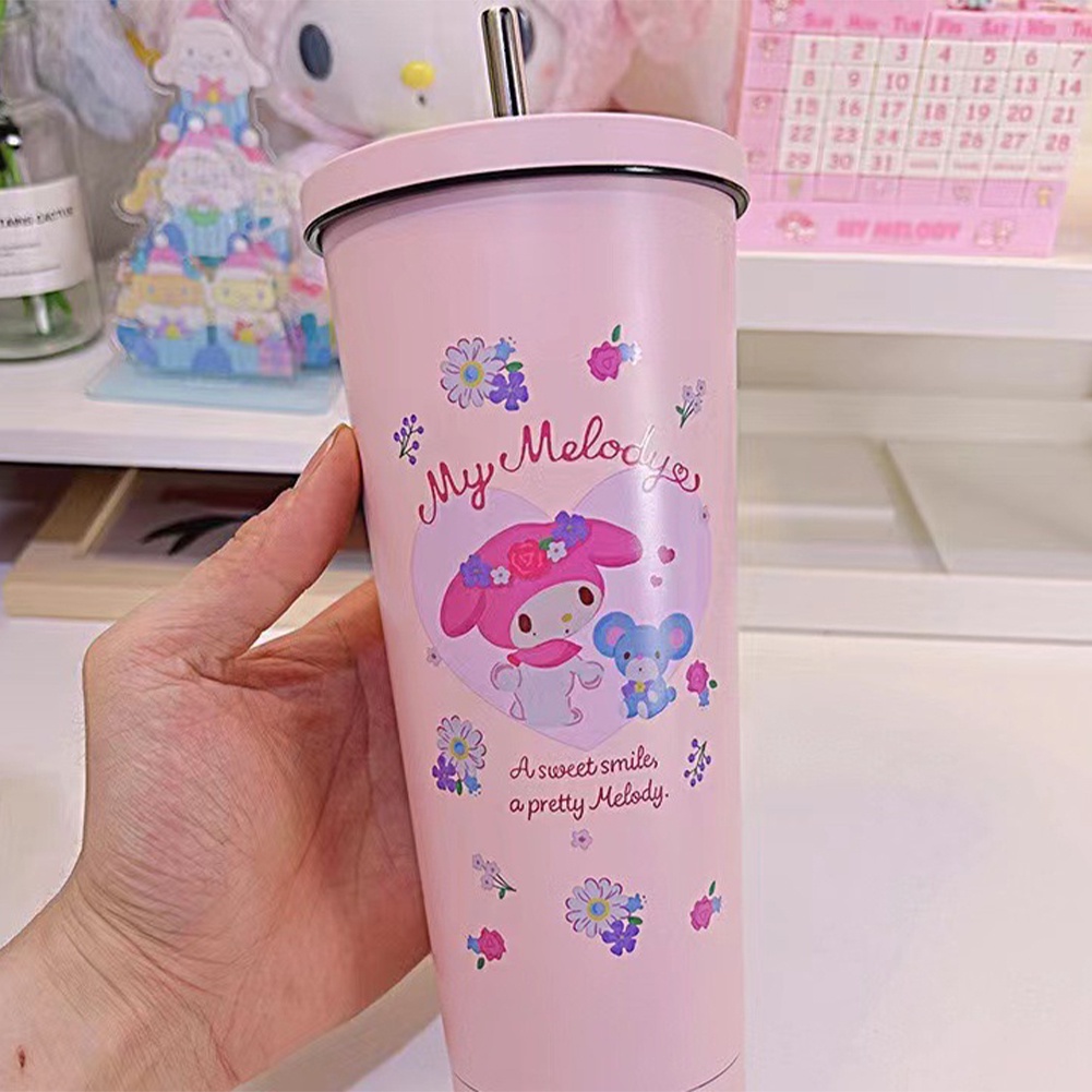 Sanrio Bình Nước Giữ Nhiệt Bằng Thép Không Gỉ 304 750ml Họa Tiết Cinnamoroll My Melody Kuromi Đáng Yêu