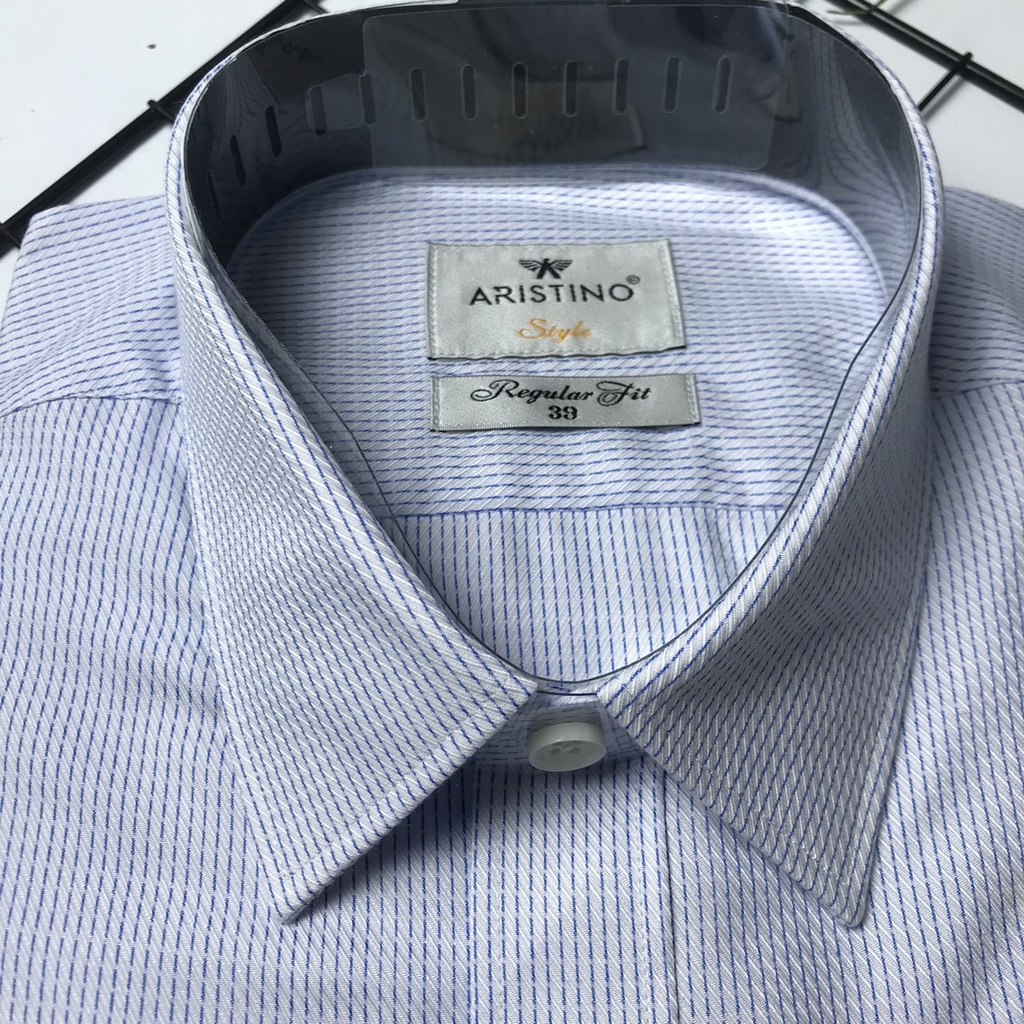 Áo sơ mi dài tay nam Aristino trắng vân from regular tà lượn ALS04508