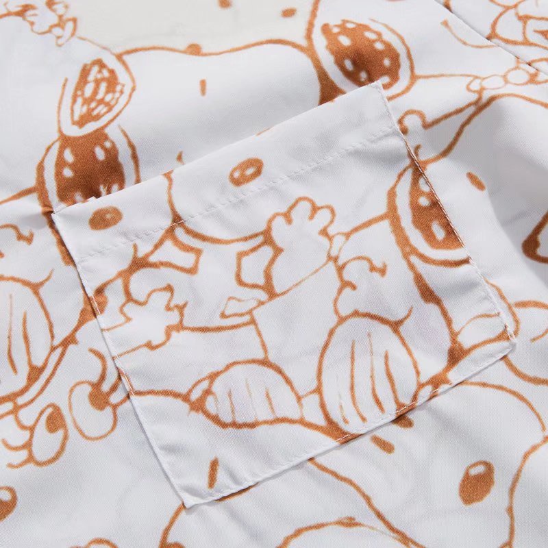 Áo Sơ Mi Tay Ngắn In Hoạt Hình Snoopy Thời Trang Mùa Hè Chất Lượng Cao Cho Nam