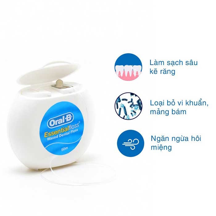 Chỉ nha khoa ORAL-B - Esential Floss Waxed Dental Floss 50m