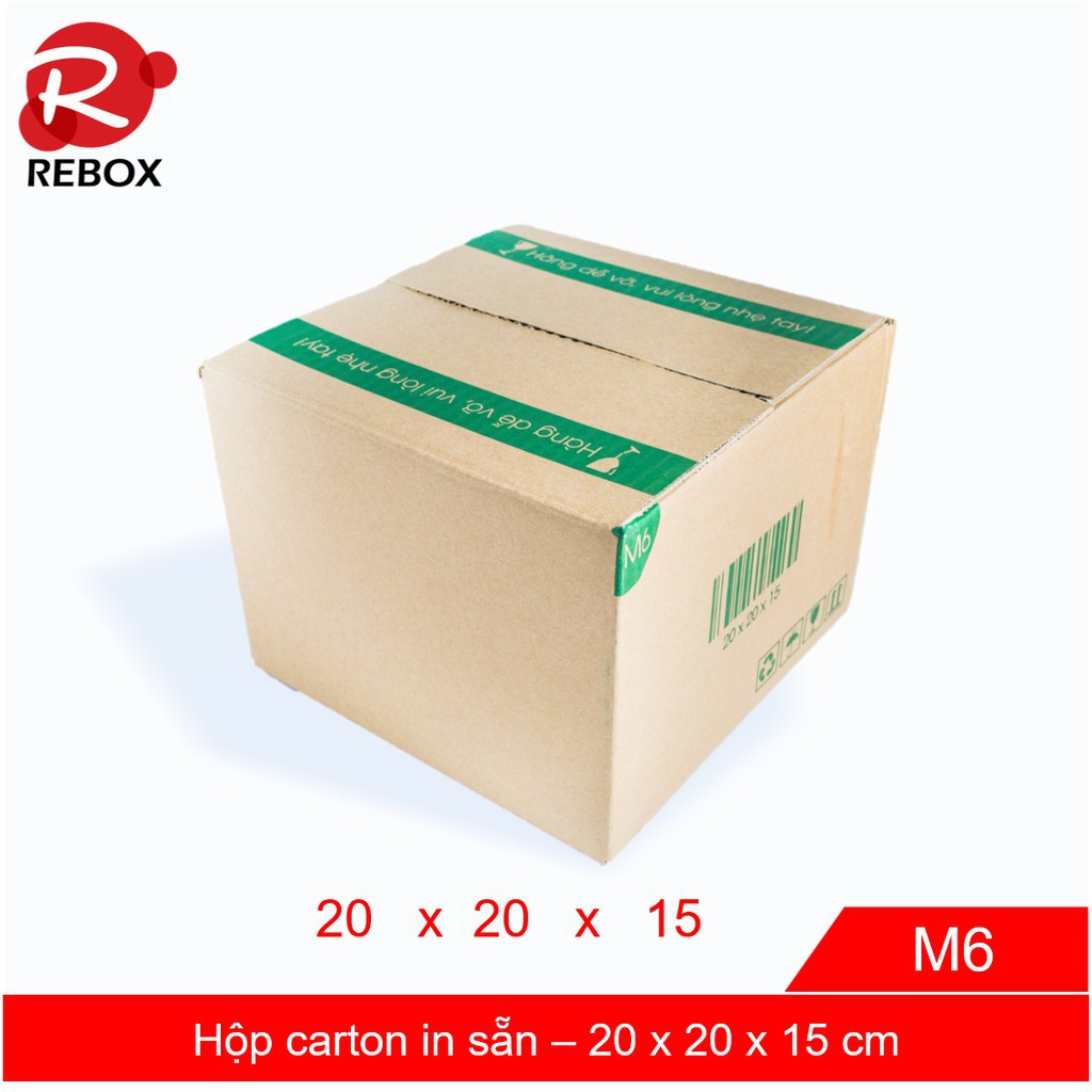 Hộp 20x20x15 cm - 50 hộp carton in sẵn giá rẻ siêu dày Rebox