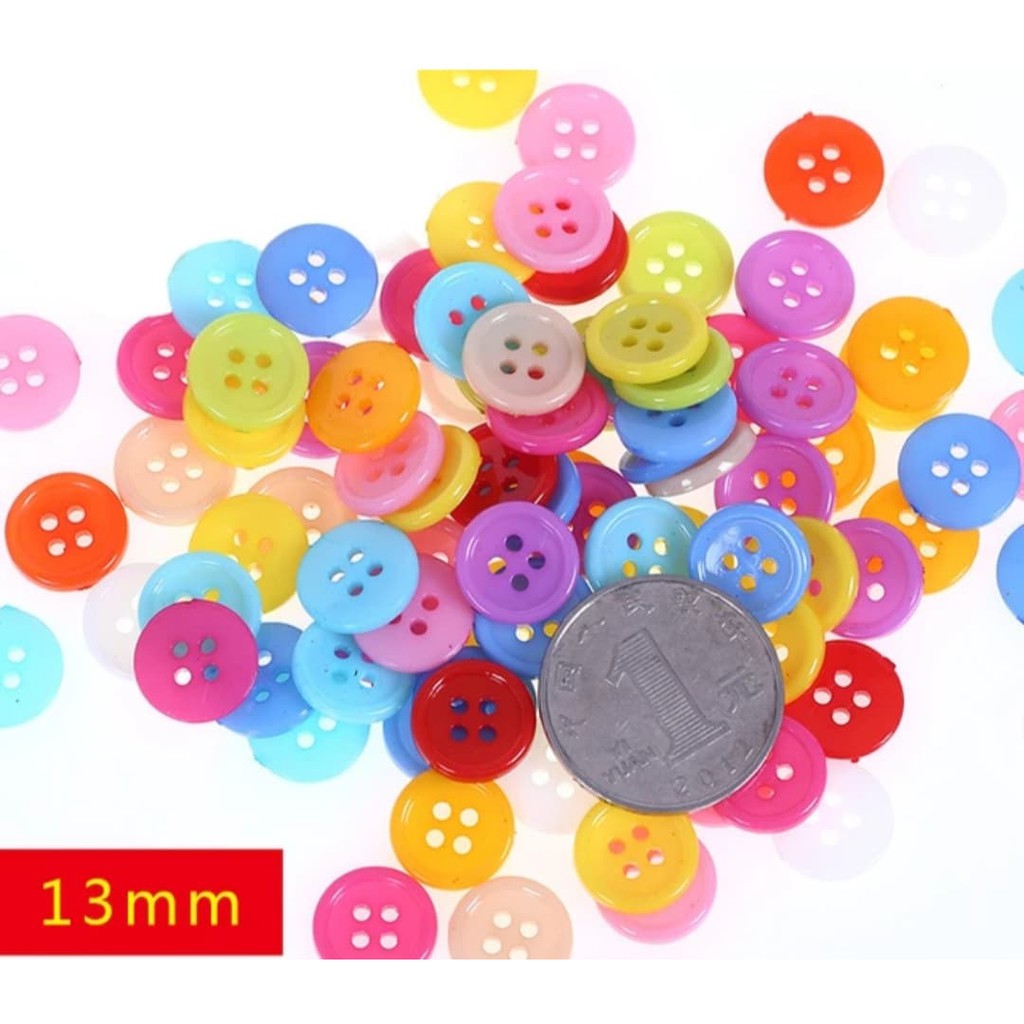 Set 100 Cúc nhựa nhiều màu đủ kích thước
