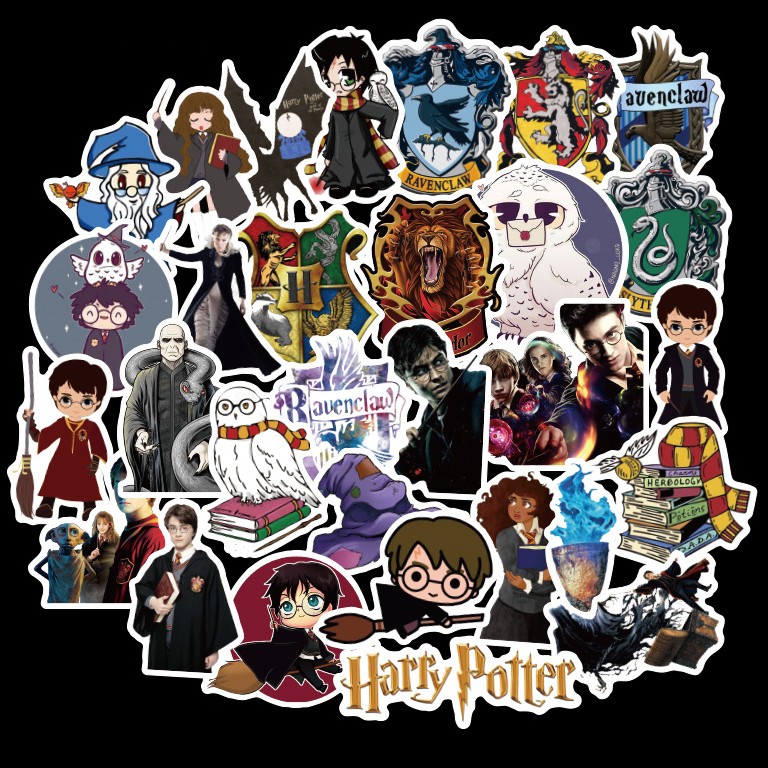 Bộ 50 Miếng Dán Trang Trí Vali / Máy Tính / Xe Hơi / Máy Tính Chống Thấm Nước Hình Harry Potter