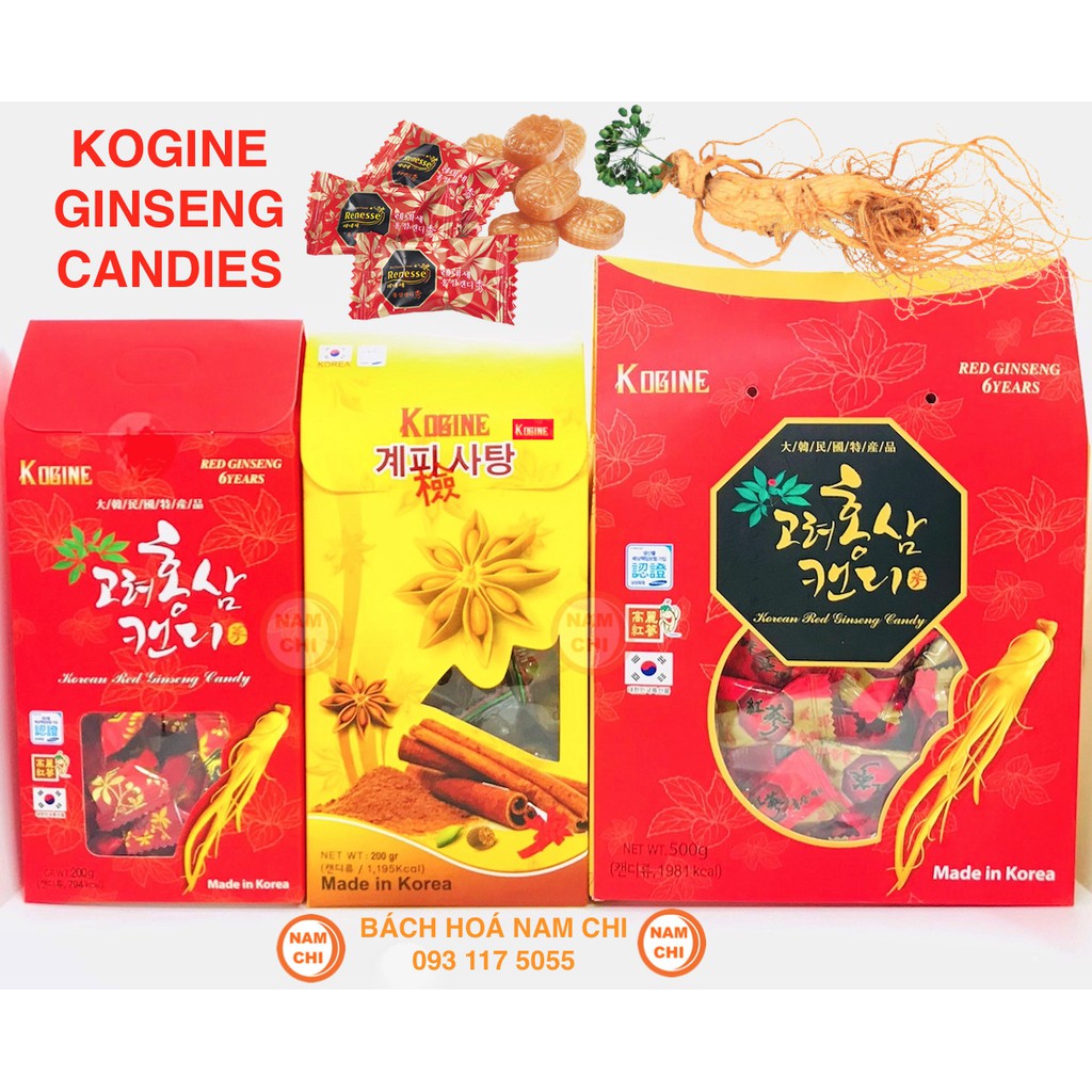 KẸO HỒNG SÂM ĐỎ KẸO QUẾ VÀNG KOGINE HÀN QUỐC ĂN SIÊU NGON QUÀ TẶNG TẾT SANG TRONG HỘP 200G 400G (HỒNG SÂM 6 NĂM TUỔI)