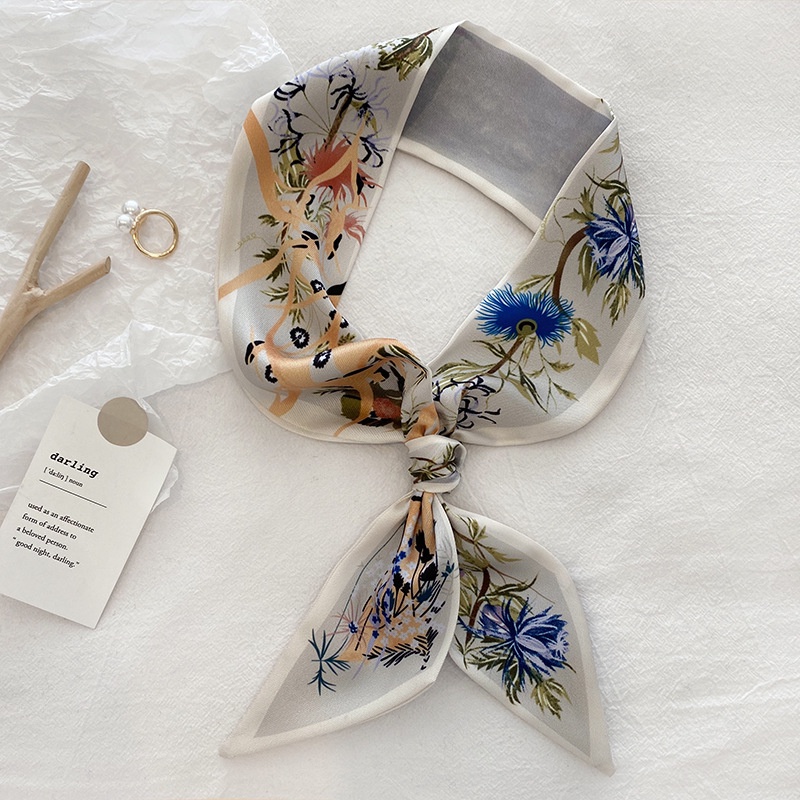 Khăn ruy băng phi lụa dài 2 mặt trang trí túi đa năng Hàn Quốc