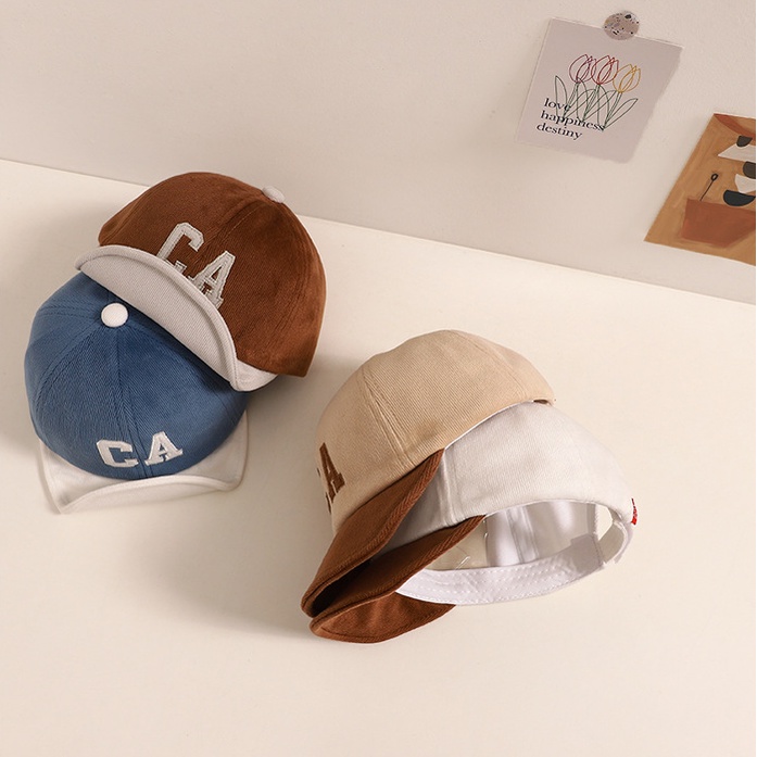 Mũ Lưỡi Trai Nhung Kẻ Thêu Chữ Nhiều Màu Sắc Phong Cách Hàn Quốc Dành Cho Trẻ Nhỏ