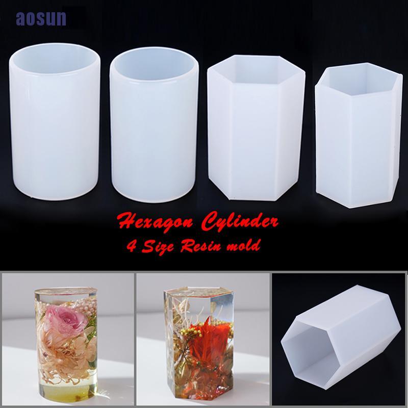 Khuôn silicon đổ nhựa resin epoxy tự làm đồ trang sức thủ công hình ống xilanh lục giác