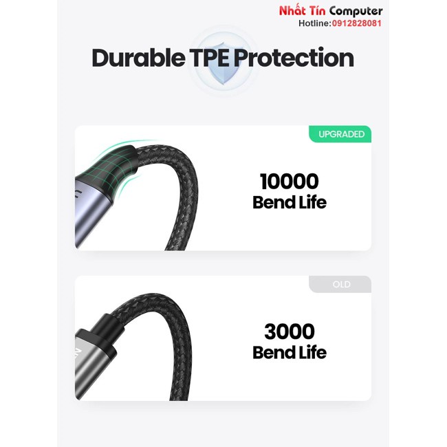 Cáp sạc điện thoại iPhone, iPad usb dài 1M/1M5 chuẩn MFI Apple, sạc nhanh Ugreen 60156/60157 cao cấp