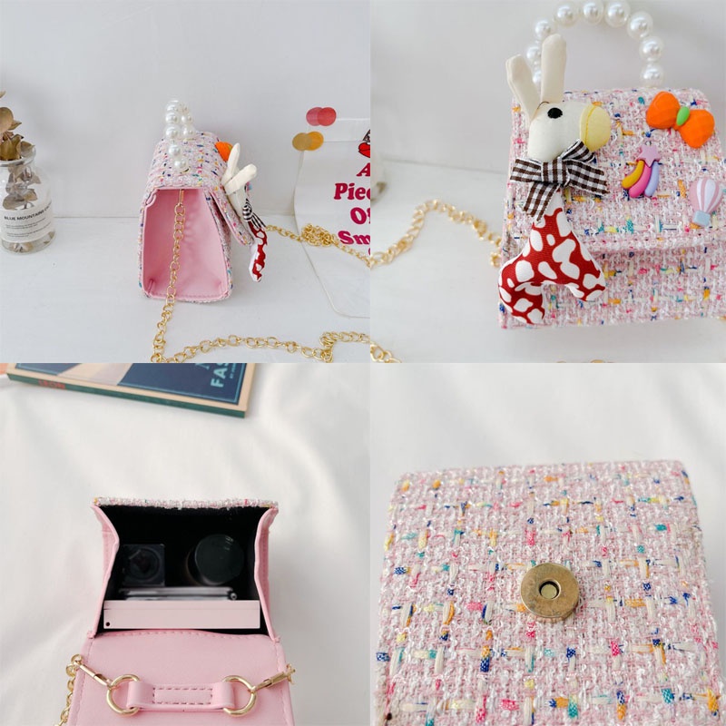 Túi Đeo Chéo Vai Hình Vuông Đính Nơ Dành Cho Bé Gái