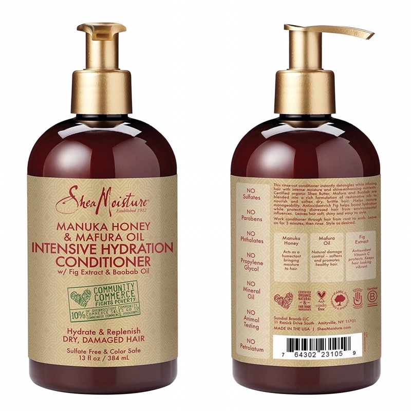 (Bill Mỹ) Dầu Xả SheaMoisture Manuka Honey &amp; Mafura Oil Intensive Hydration – 384ml