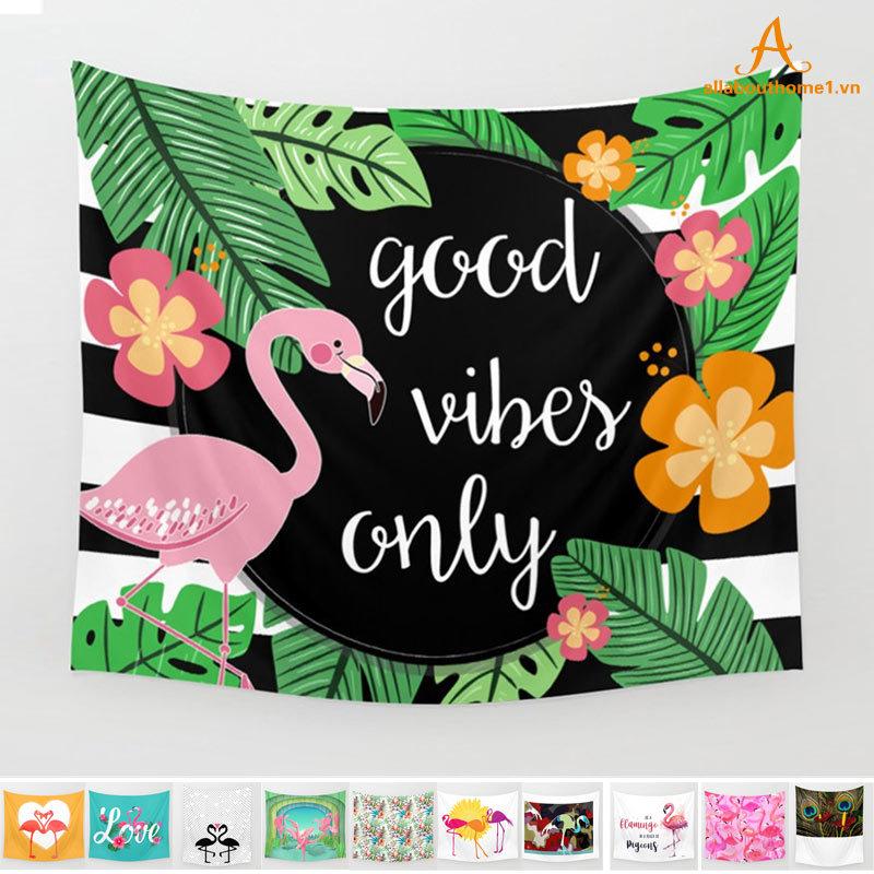 Thảm treo trang trí tường hình hồng hạc phong cách Bohemian 130x150cm