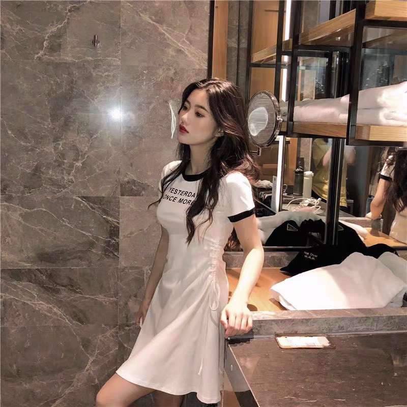 Đầm xoè tay ngắn cổ tròn viền in chữ so iu đi biển, đi chơi, dạo phố - Thời Trang VADA (Đ8) | BigBuy360 - bigbuy360.vn