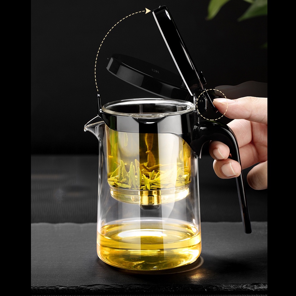 Bình lọc trà thủy tinh  P001 500ml - Ấm trà thủy tinh chịu nhiệt cao cấp  Samahome Shop