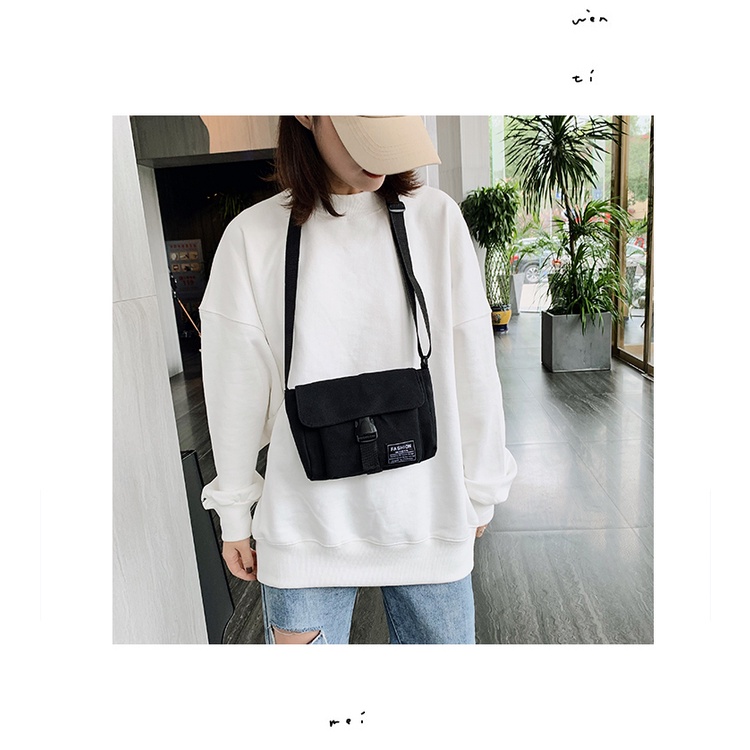 Túi xách nam nữ ulzzang vải đơn giản tiện lợi mini đựng đồ hai màu đen trắng T2M