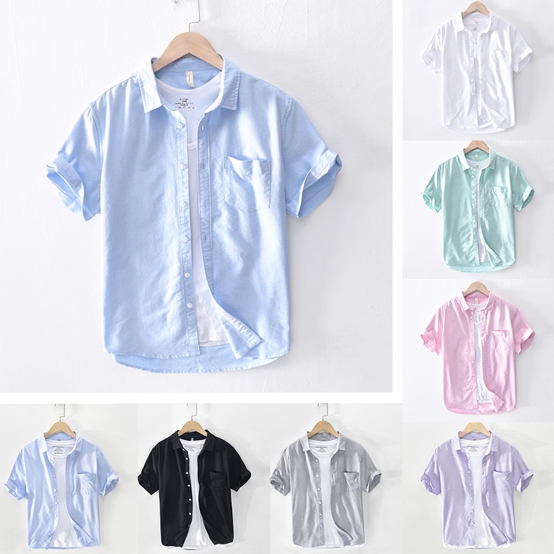 Keep Casual Áo Sơ Mi Vải Cotton Tay Ngắn Thiết Kế Trẻ Trung Cho Nam