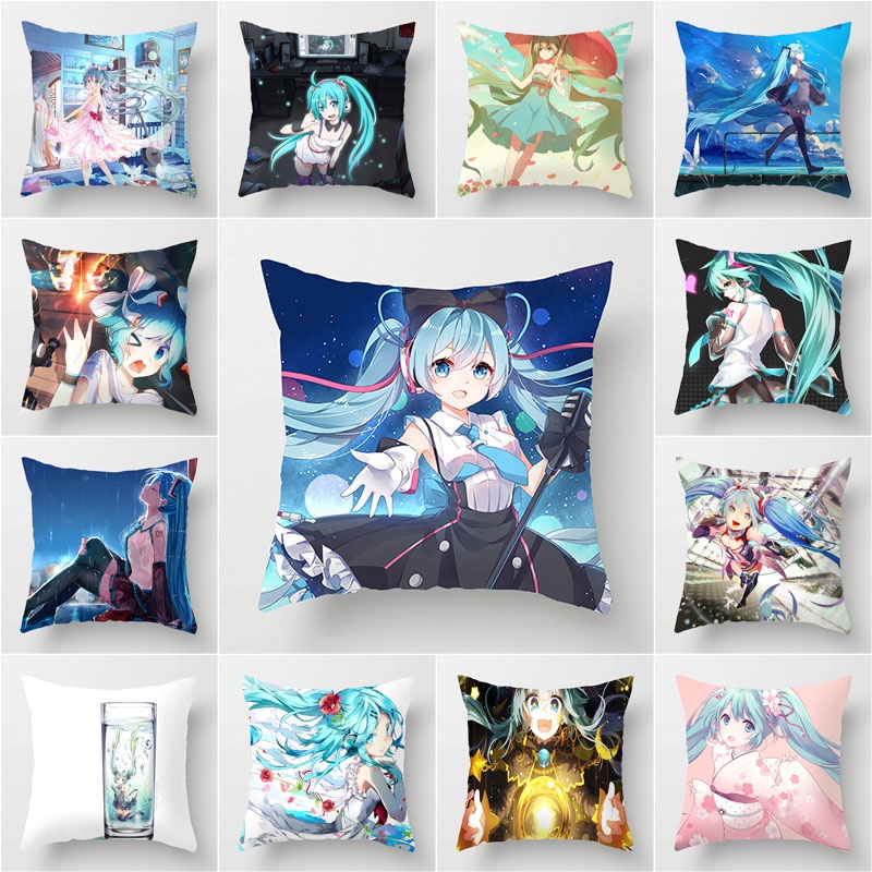Áo Gối 45X45Cm In Hình Hatsune Miku Đáng Yêu