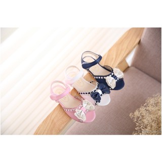 Sandal bé gái gắn nơ ren