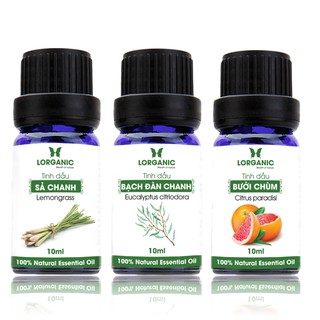 [FREE SHIP 50K] Combo 3 loại tinh dầu sả chanh + bạch đàn chanh + bưởi chùm Lorganic (10ml x3)