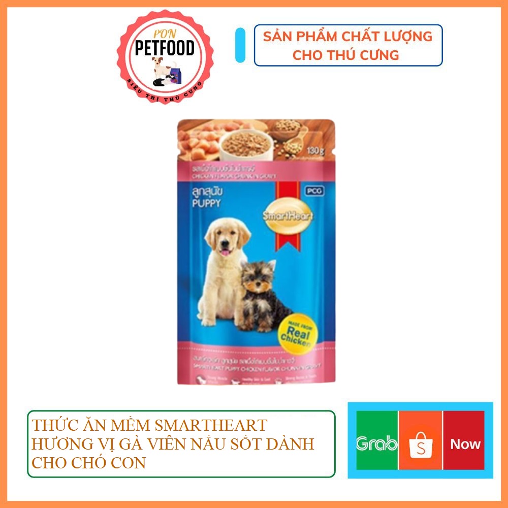 THỨC ĂN MỀM SMARTHEART HƯƠNG VỊ GÀ VIÊN NẤU SỐT DÀNH CHO CHÓ CON