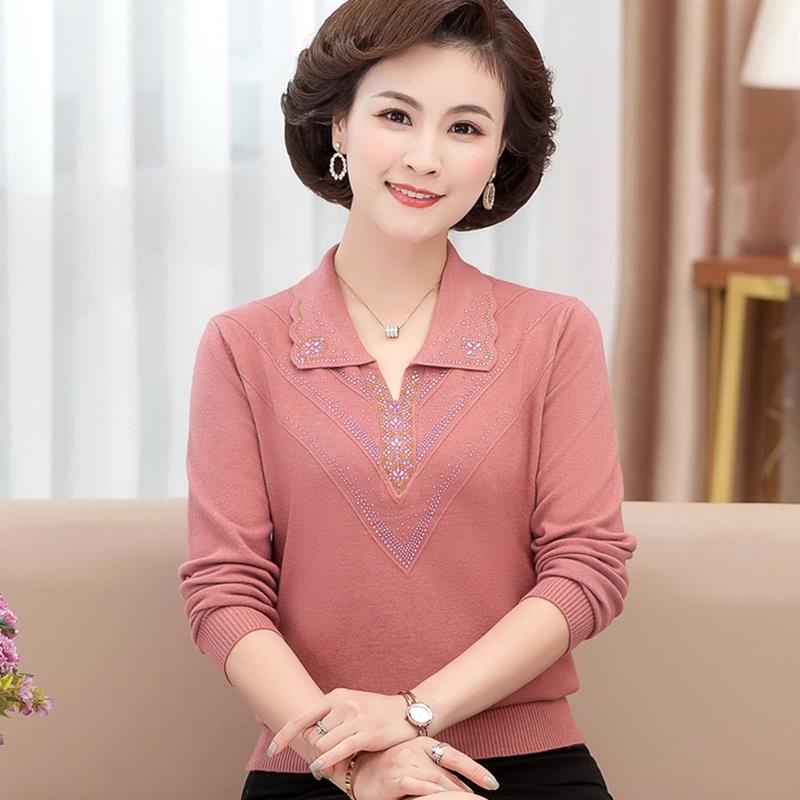 Thu đông áo len dệt kim của phụ nữ trung niên và cao tuổi 40 50 mẹ