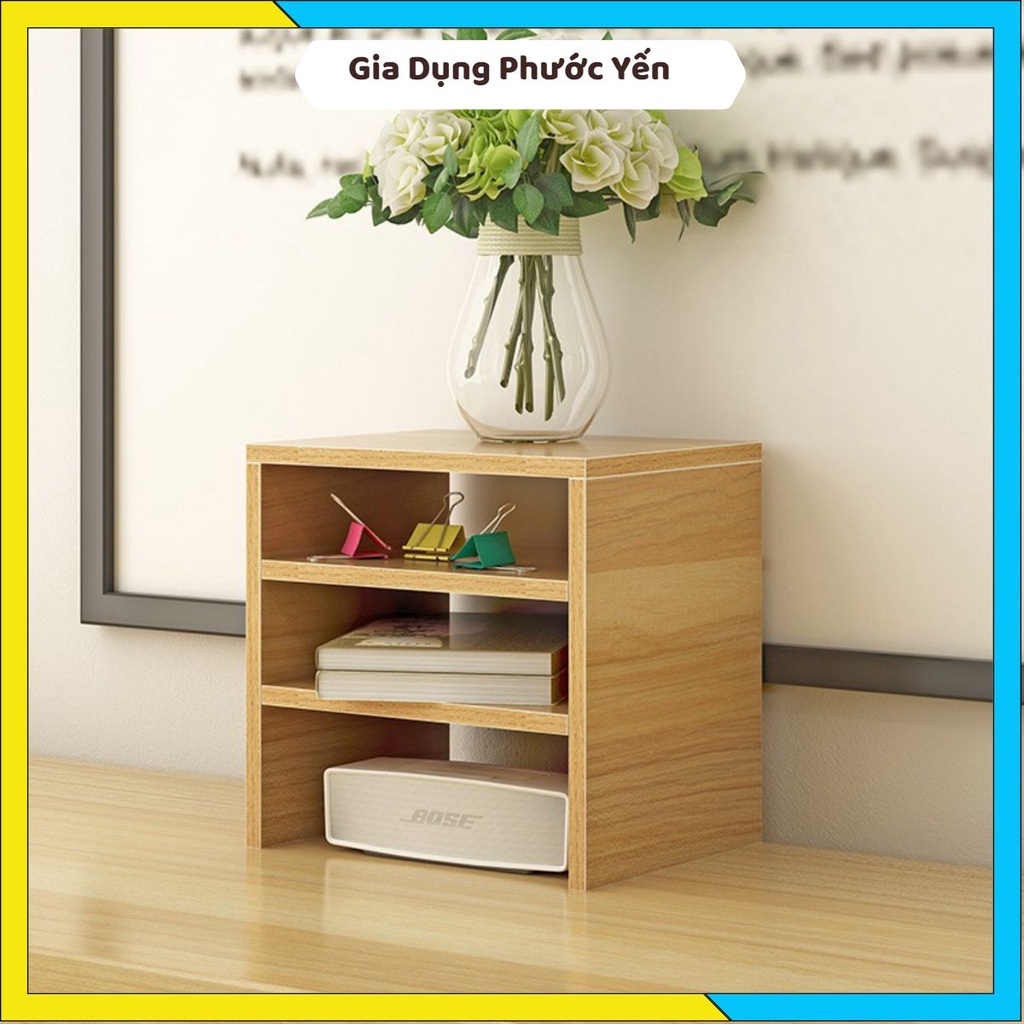 Kệ sách để bàn 3 tầng - kệ máy tính decor bàn học, bàn làm việc