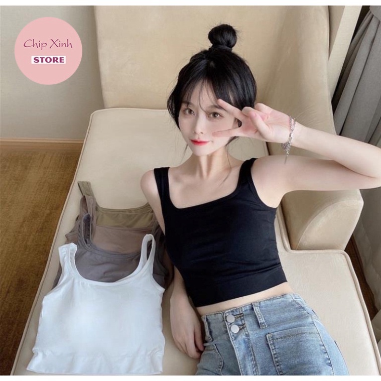 Áo bra dáng lửng cổ vuông dáng lửng bo gấu có đệm ngực 1809 [Sỉ Lẻ Store]
