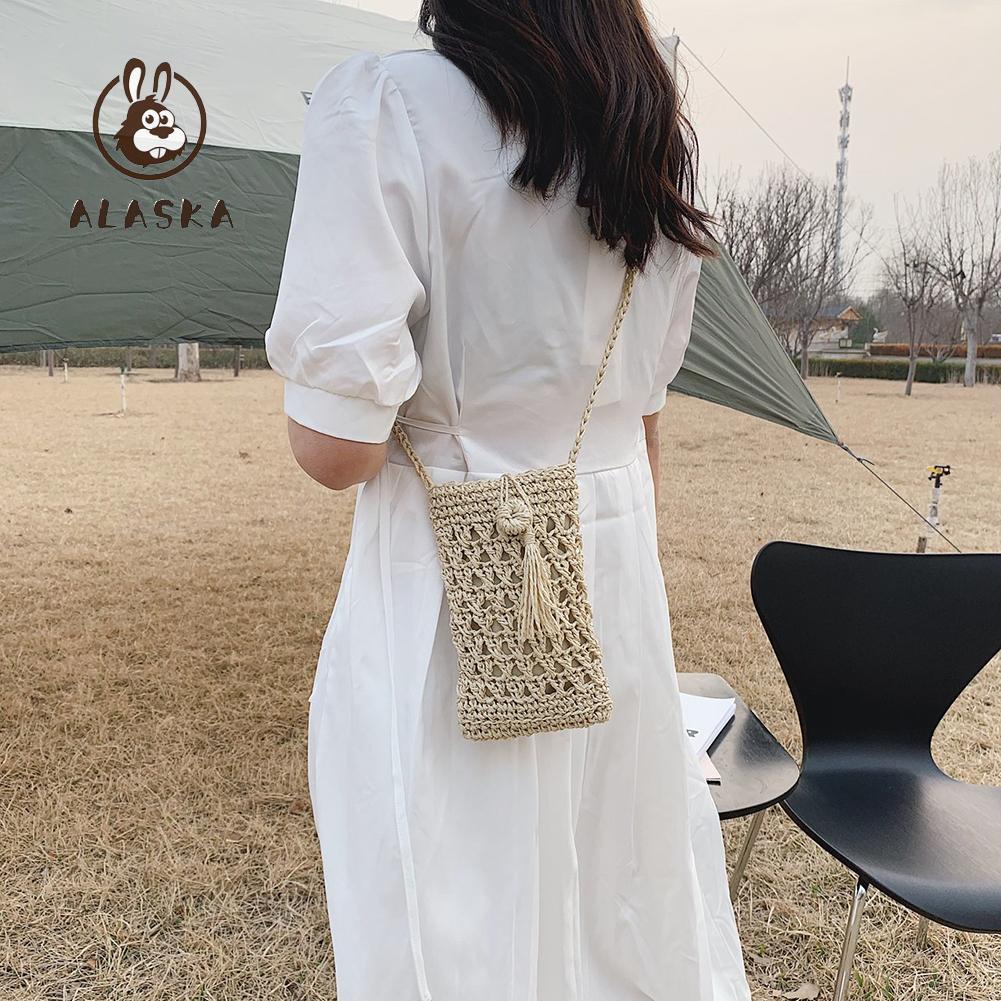 Túi Đeo Chéo Đựng Điện Thoại Mini Bằng Cói 22-AK Dành Cho Nữ