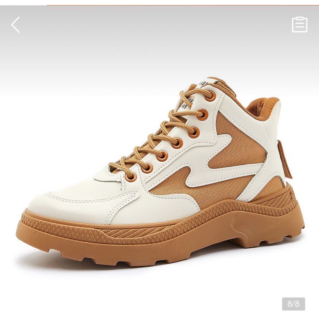 [Hàng có sẵn] Giày Boot Nữ Cổ Cao,  Phối Màu Đen Trắng, Độn Đế 3cm, Giày Da PU, Phong Cách Hàn Quốc, Hot Trend 2021-A1K2