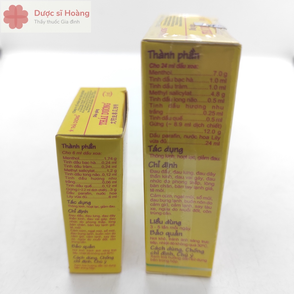 Dầu Gừng Thái Dương- Nóng Mạnh- Lọ 6ml &amp; 24ml