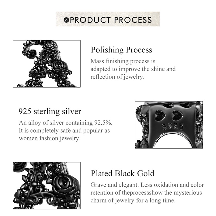 Mặt vòng tay BAMOER bạc 925 hình trái tim/ hoa hồng/ bướm chữ cái DIY dành cho nữ