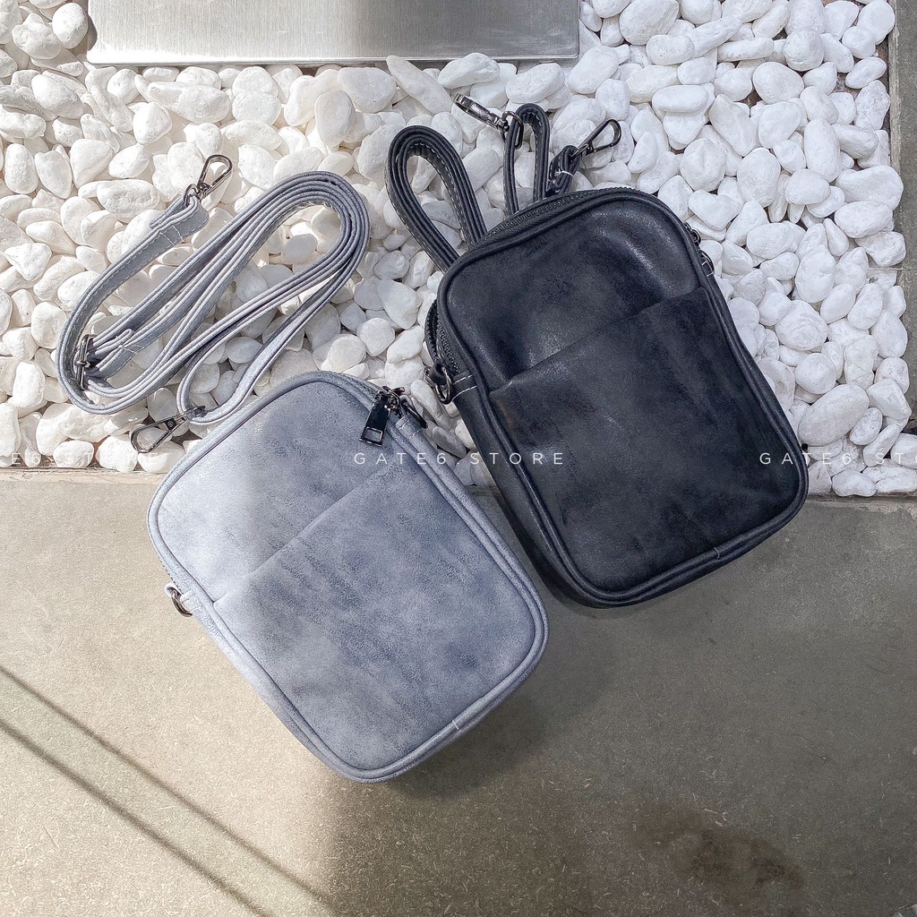Túi đeo chéo Nam nữ, da PU hiệu ứng wash tàn GATE6- YH3506