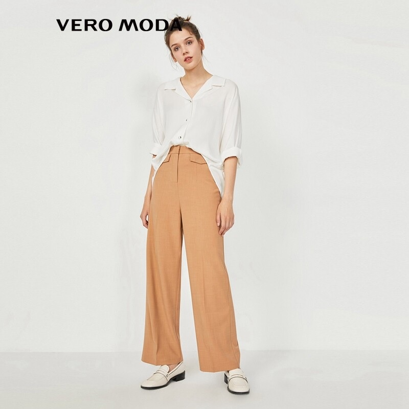Vero Moda Quần ỐNG Suông Cạp Cao Xếp Nếp Túi Hộp Phong Cách Instagram Cho Nữ 3203PL502
