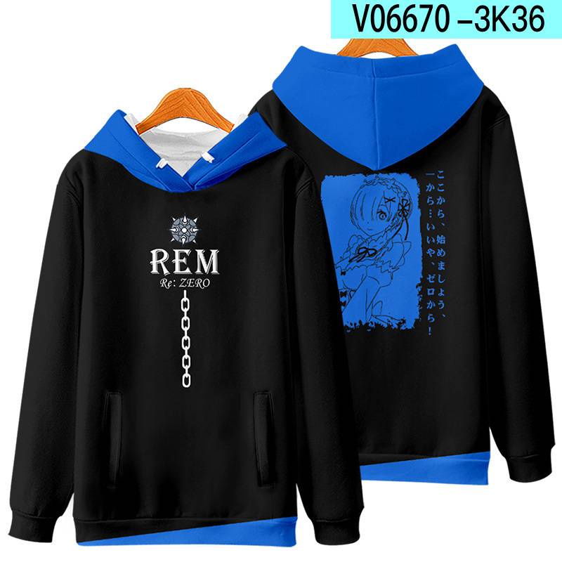 Áo Hoodie Tay Dài Dáng Rộng In Hình Anime GP41 Re Zero Rem Ram PG41 Thời Trang Cho Nam Và Nữ