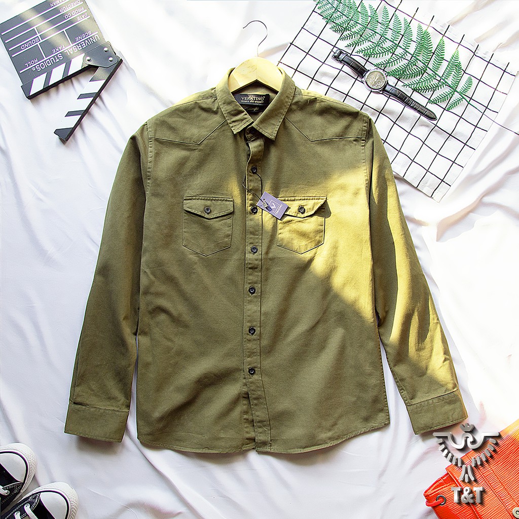 Áo sơ mi nam dài tay cổ bẻ kiểu dáng hàn quốc chất kaki bền đẹp SM402 | BigBuy360 - bigbuy360.vn