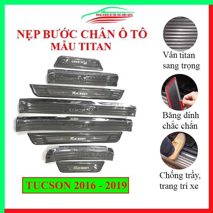 Ốp bậc cửa nẹp bước chân TITAN ô tô Tucson 2016-2019 chống trầy bảo vệ xe