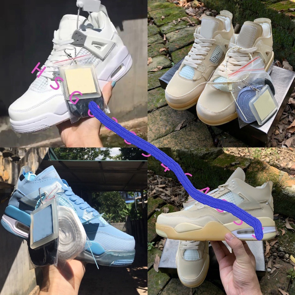 Giày J 4 retro off white kem, Xanh dương, Trắng full , Xanh Ngọc ,Giày sneaker J4 siêu hot
