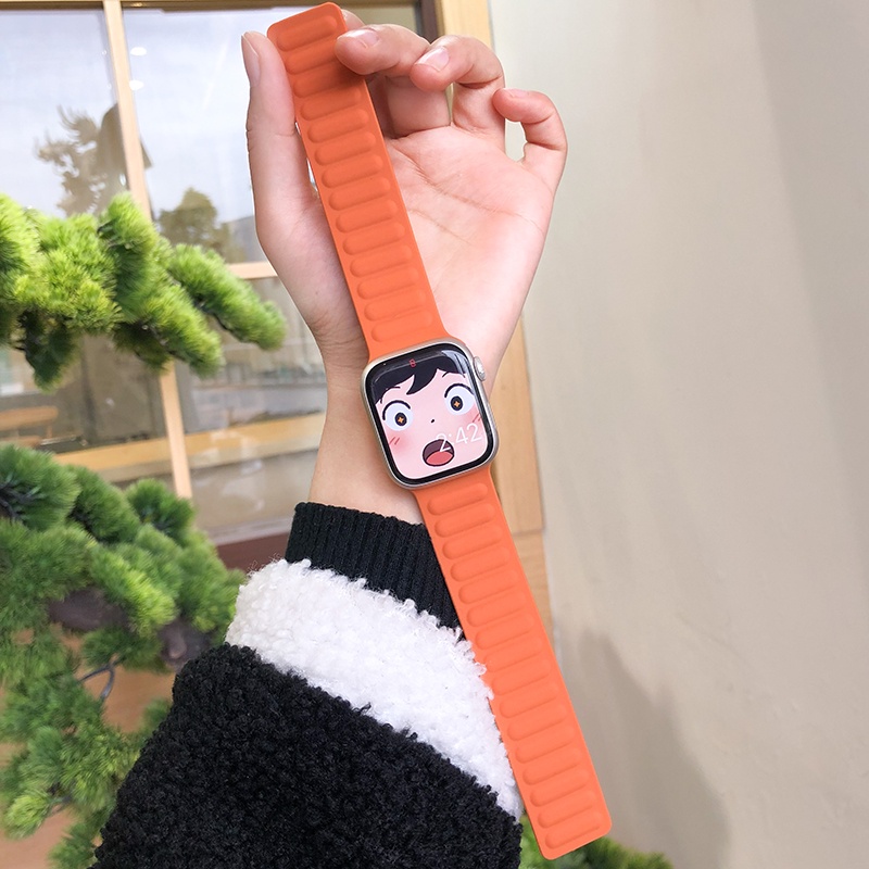 Dây Đeo Nam Châm Silicone Cho iwatch7 Series 6/5/4/3/SE 41mm45mm APatch7 40mm44mm Ap band 7 6 5 4 SE