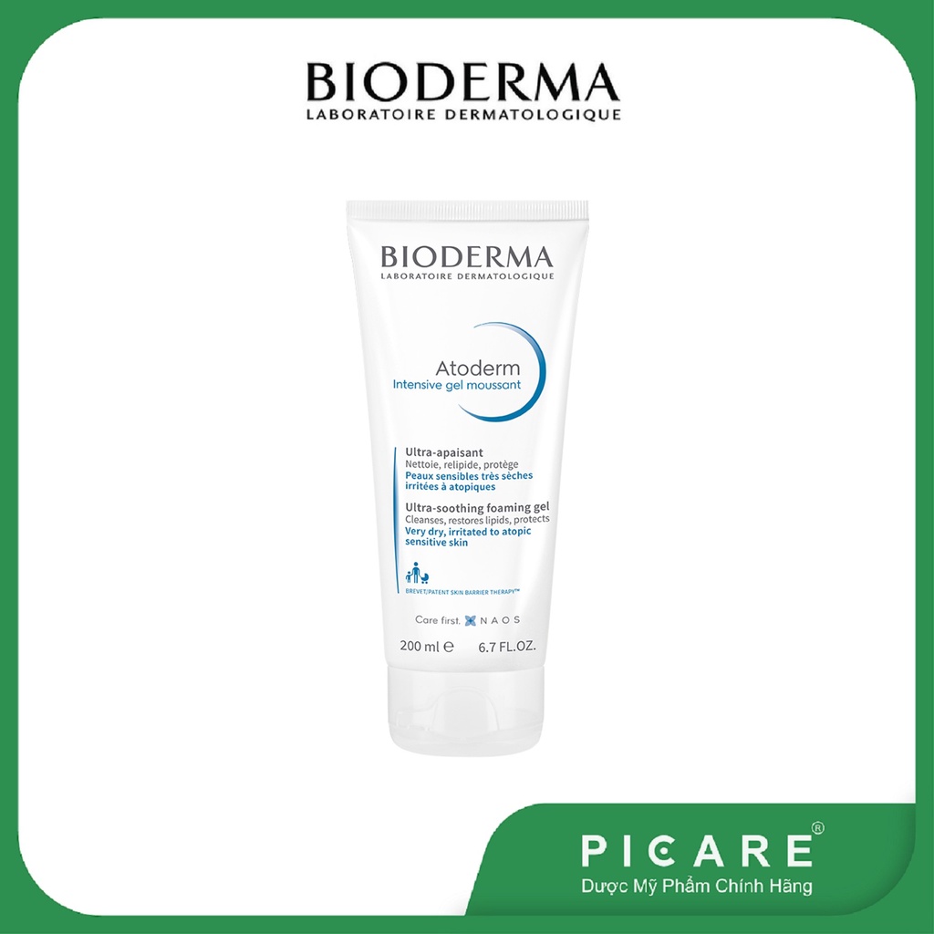 Gel rửa mặt dành cho da rất khô, nhạy cảm bị kích ứng Bioderma Atoderm Intensive Gel Moussant 200ml