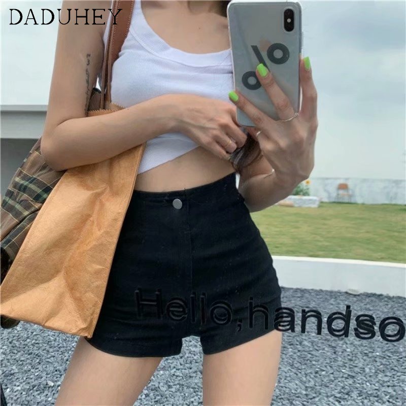 Quần Short Jean Lưng Cao Ôm Dáng Co Giãn Tốt Cỡ Lớn Phong Cách Âu Mỹ Thời Trang Cho Nữ